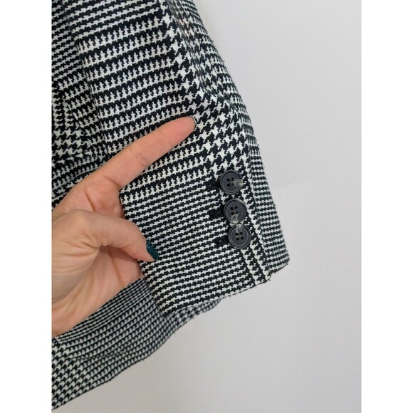 Talbots Old Money Preppy Blazer Size 12P Houndstooth Black White Plaid Retro - Picture 9 of 11